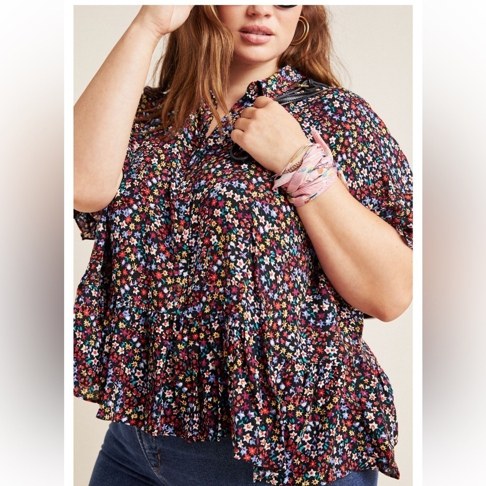 Anthropologie Ditsy Floral Maeve Mallory Ruffled Blouse ----Size Small